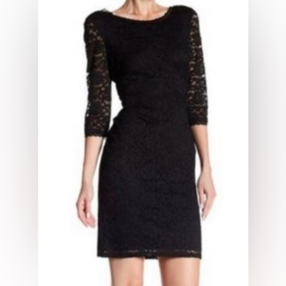 Eliza J Dresses & Skirts - Eliza J. Women’s Black Lace Dress with Elbow Length Sleeves-Double Lined. Size:4